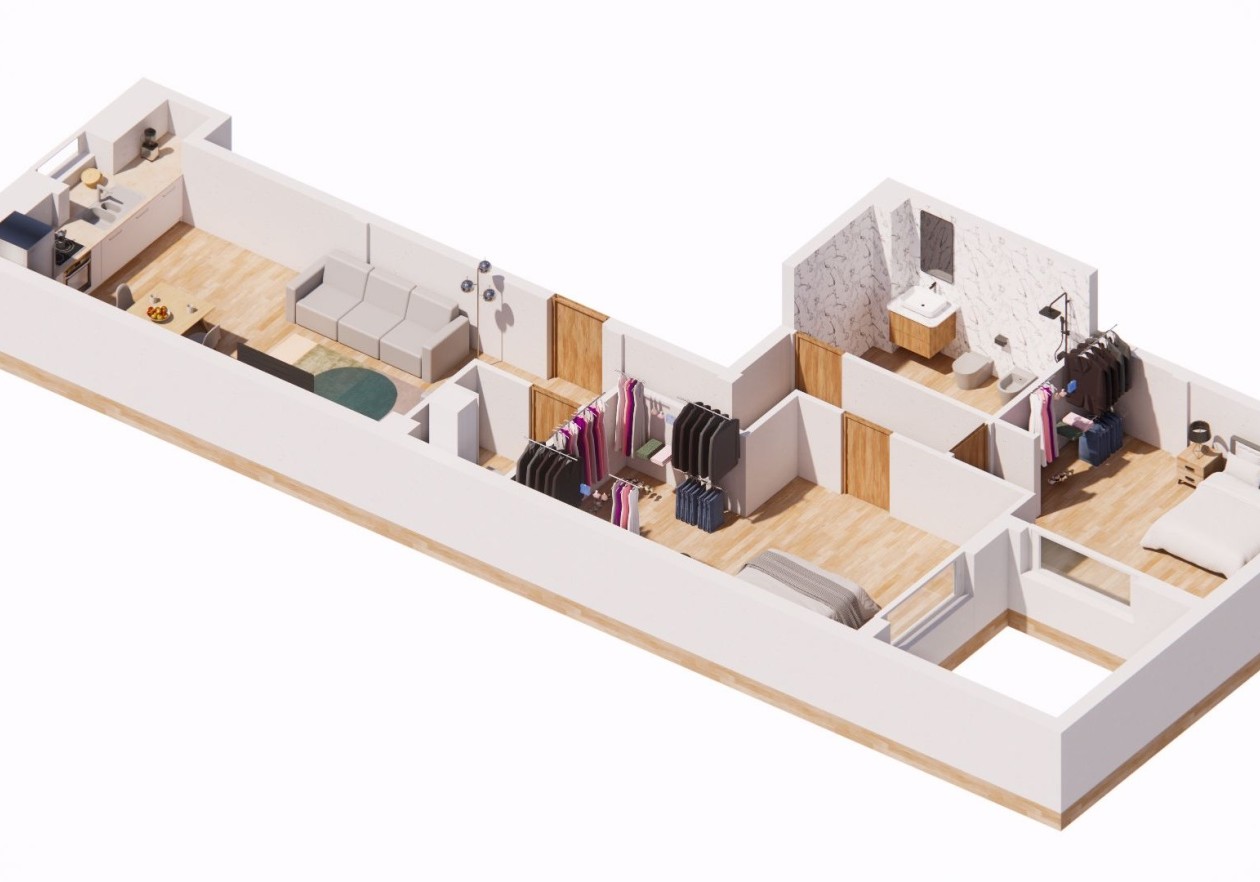 Building with 5 independent apartments
