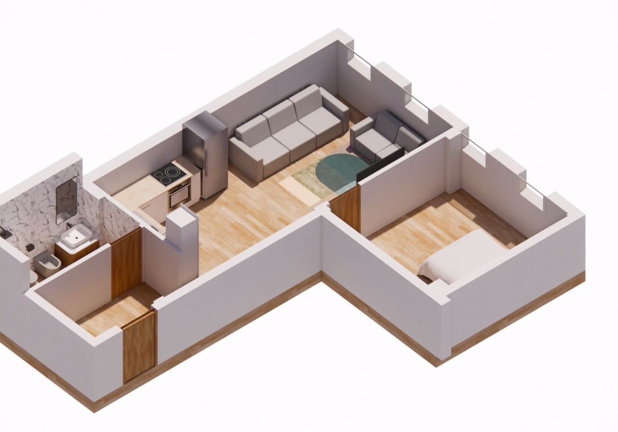 Building with 5 independent apartments