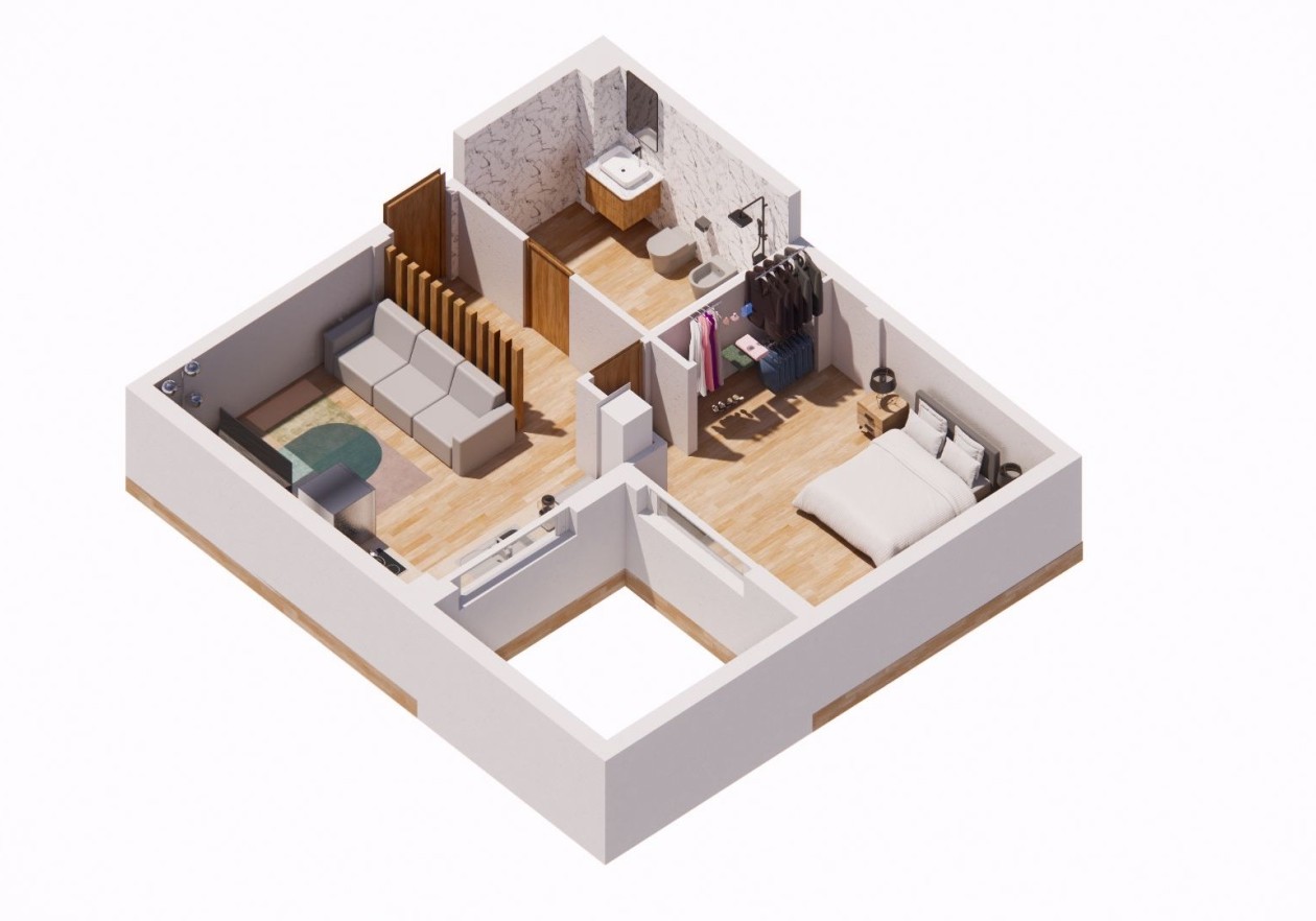 Building with 5 independent apartments