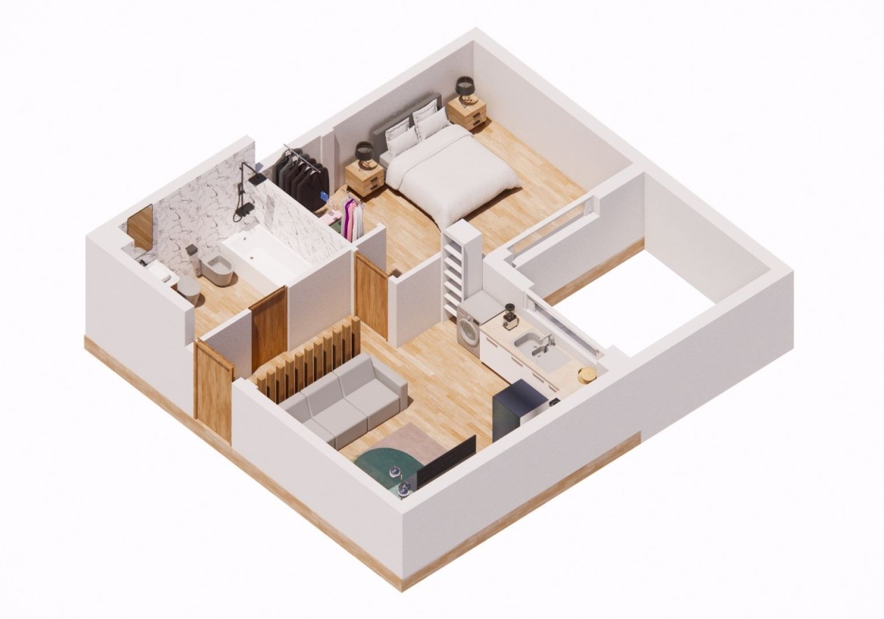 Building with 5 independent apartments