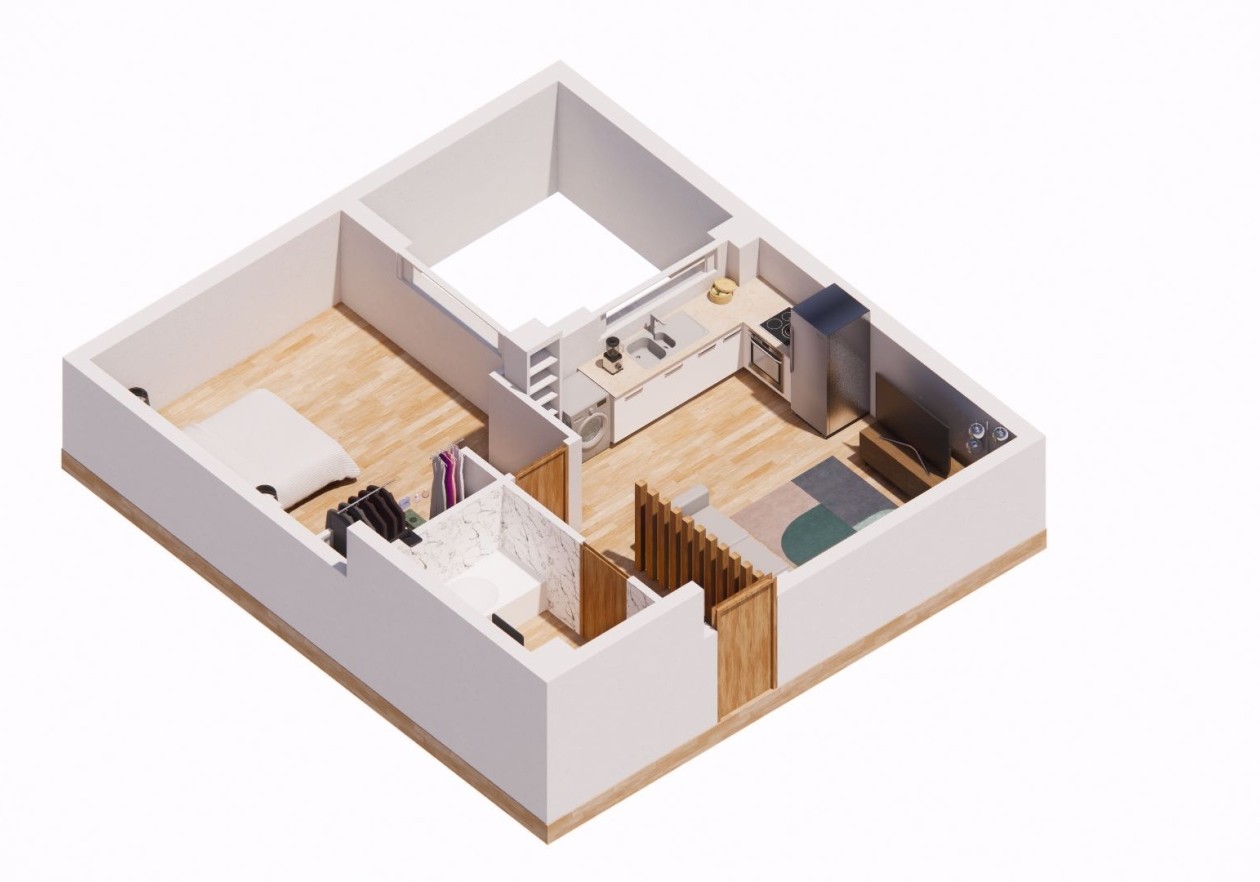 Building with 5 independent apartments